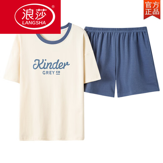 浪莎（LangSha）女士短袖睡衣套装夏季薄款棉大码夏天家居服可外穿休闲春秋卡通 GXT6636 M (建议75-95斤)