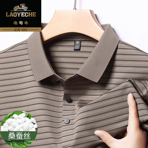 Camiseta clásica de seda de color seda de mulberry para hombres de alta gama 2025 Summer NUEVO estilo de mediana edad y anciana Camisa H9866 Dark Green 4xl 190180-200Jin [Jin es igual a 0,5 kg]