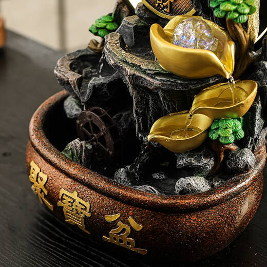 Drei-aquatischer Tiger fließendes Wasser und Geldverzierungen Feng Shui Wheel Fountain Desktop Dekoration Wohnzimmer Zirkulation Wasser Büro Schatztopf 6629 Senden Sie Atomizer Senden