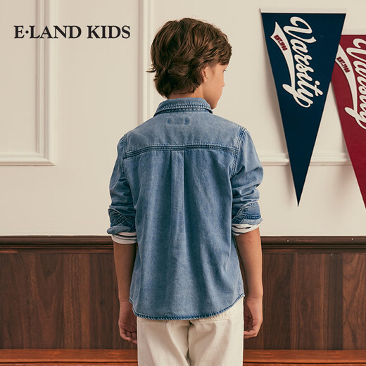 E LAND KIDS children's clothing children's shirt EKYJE4901A indigo 160