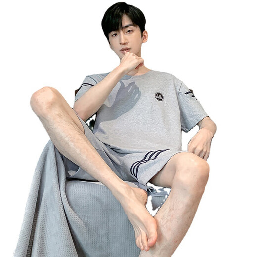 Fr.yh.zh Quantité Pajamas d'été pour hommes préférés 2025 Les nouveaux vêtements de maison mince décontractés peuvent être portés sur le short extérieur Shorts Suit HD9929 Navy Blue Suit XL