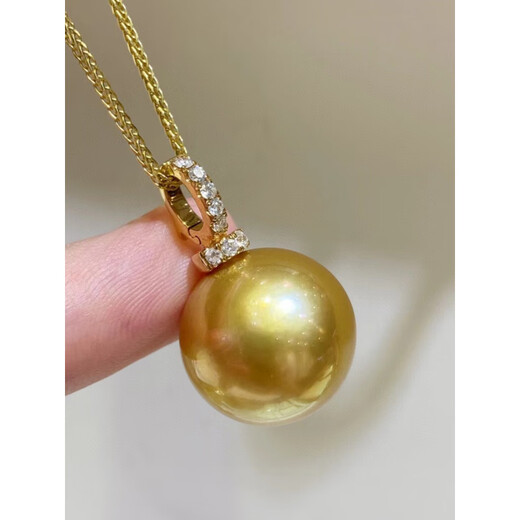 DL 1998 Fat Donglai same style South Sea pearl pendant 18k gold seawater necklace gold beads round strong light rich gold stud earrings 10-11mm