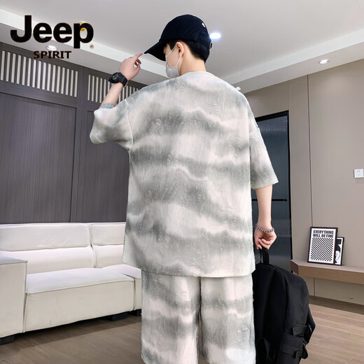Jeep Spirit Summer Thin Cool Cost Men's New 2025 Handsome Tengit, shorts Short Shirts T-shirt Casual Sports T6630 METTERS BLANC SUIS M 90-110JIN [Jin est égal à 0,5 kg]