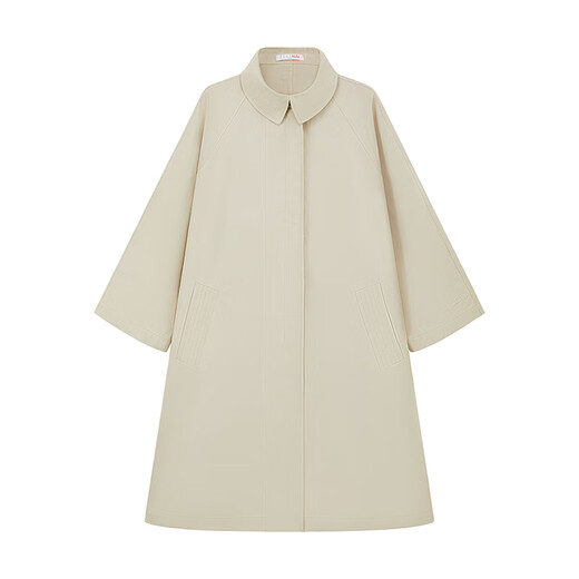 Ellekids Kinderkleidung Revers Cape Cape Silhouette gestickte Windbreaker -Jacke für Mädchen Spring minimalistischer Stil langer Mantel Khaki Green_spot 130 cm