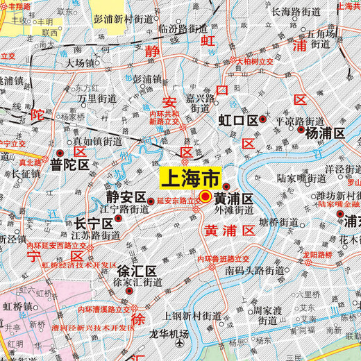 上海地图 2025年上海市政区交通地形 1068*749毫米