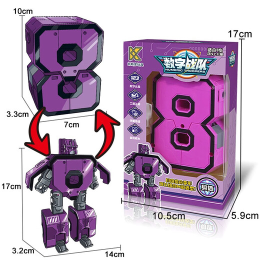 Kinder der Kinder große digitale Deformation Mecha Toys Frühschulgebaute Bausteine für Jungen und Mädchen 2-6 Jahre alt 0-9 Digitale Roboter integriert Large Digital 3 Baggerfenster-Fensterbox