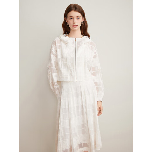 Yiner Goodland Beauty Women's Clothing 2025 Sommer neuer lässiger Style Spitze Kapuze -Jacke Dünne Loose Style White L.