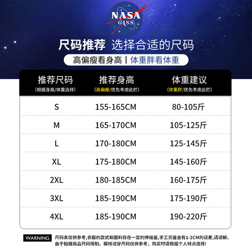 NASA GISS OFFICIEL MARQUE TRENCY T-shirt Joint Men's Men's Summer Loose Casual Round Round Primp Primp à cinq points Sleeve courte Black L