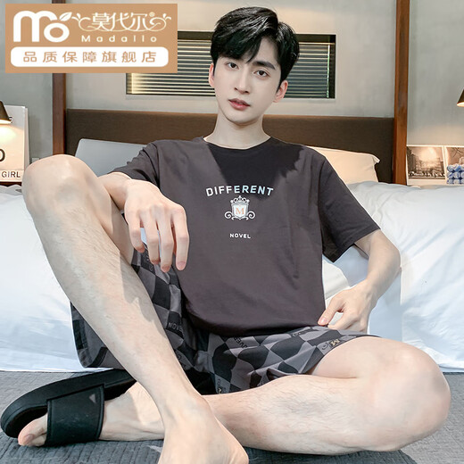 MODAL Pyjamas Herren-Sommer-Dünne Baumwoll-Kurzärmel-Shorts können nach außen getragen werden, um coole Kleidungskleidung für lässige Herren in Übergrößen zu sehen.