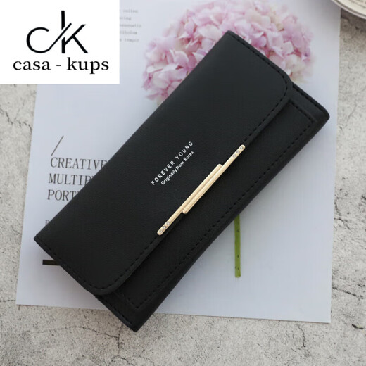 Casa-kupsck2025 Nueva billetera japonesa y coreana Mujer femenina Gran capacidad Posición múltiple Color sólido simple Versión actualizada de cuero de cuero y materia amarilla versátil