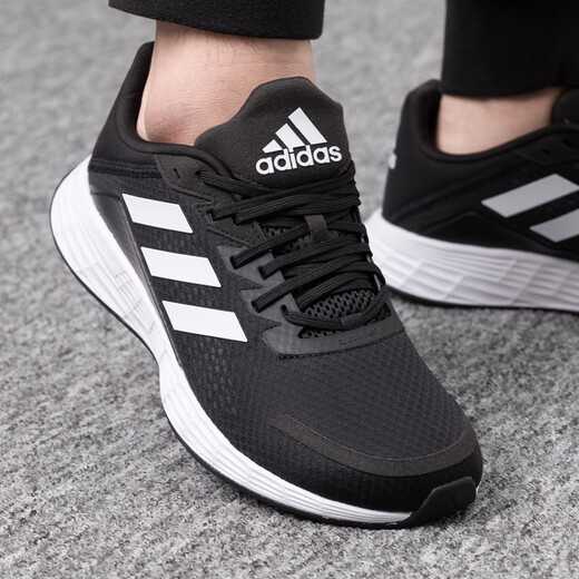 Adidas running shoes men's shoes women's shoes 2025 summer DURAMO SL low top cushioning sneakers lightweight breathable casual shoes JQ9716 black/white/dark gray 38