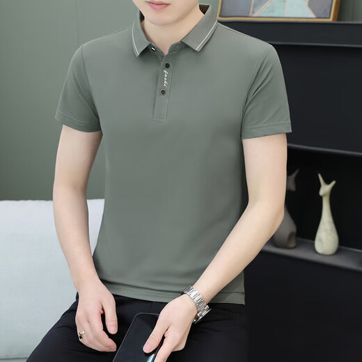 森马（Semir）商场同款男装冰丝无痕短袖t恤男士夏季2025新款潮流百搭高端商务p 军绿色QY728 M 100-120斤