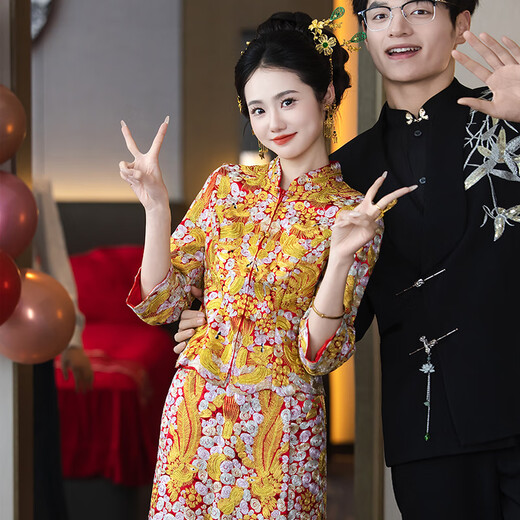 
Zhiji Xiuhe Clothing Bride Dragon and Phoenix Gown 2025 New Chinese Wedding Dress Wedding Dress Ancient Wedding Dress Toast Clothing 23510 S