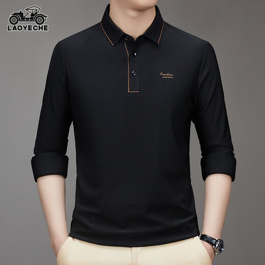 老爷车长袖t恤男士2024秋冬新款中年翻领爸爸装休闲打底Polo衫男 cq3886灰绿 10XL 10590-110斤