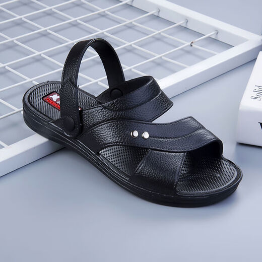 Huilirui [Vietnam Gummi] Koreanische Version von nicht gleitenden Gelegenheitssandalen bequem und langlebige Vaters Schuhe Herren Sandalen neu im Sommer 698 Black (Anti-Slip-Upgrade) 44