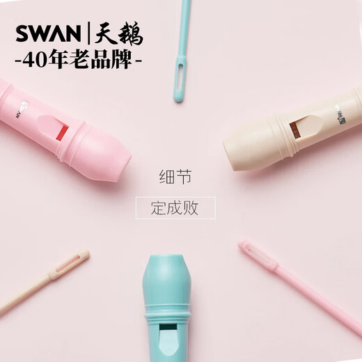 天鹅（SWAN）竖笛高音德式儿童学生课堂教学初学者练习笛子乐器开学季礼物 6孔粉色【标配】