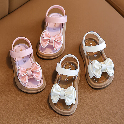 Children's Princess Sandals 2025 New Summer Anti-Slip Soft Sole Girls' Velcro Velcro Small Children's Baby Beach Shoes Black 35 Inner Length 21CM