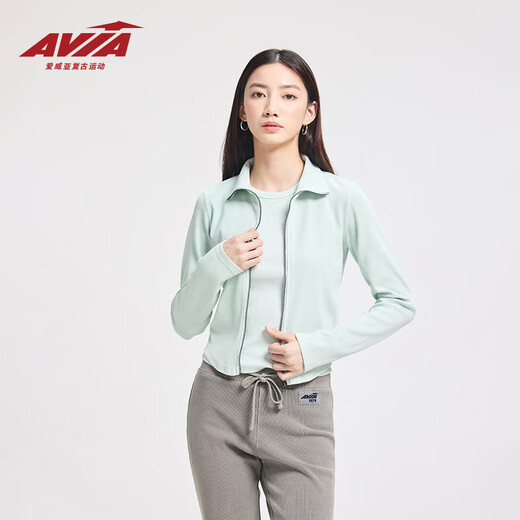 AVIA【鞠婧祎同款】AVIA爱威亚针织薄款外套2025新款复古休闲针织上衣 薄荷绿 S