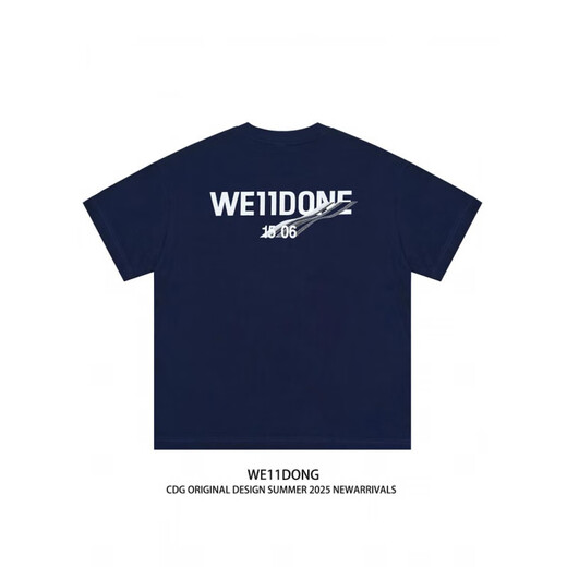 
WE11DONE niche trendy brand summer wave 1506 letter print men and women couple loose short-sleeved T-shirt white M