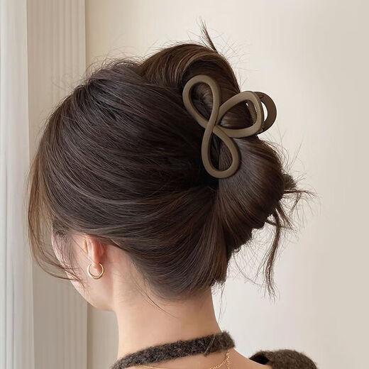 2025 new high-end medium-sized shark clip for women with small hair volume, hairpin hairpin and hair accessories for the back of the head, black + light coffee (tight clamp + can't be shaken off)