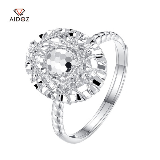 Aido Diamond pt950 platinum pigeon egg ring for women, super shiny platinum live adjustable ring, weight 3.8-4.0g