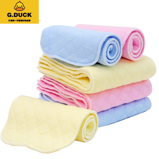 G.DUCKKIDS尿布纯棉婴儿可洗纱布介子布尿片表层全棉新生宝宝尿戒子小孩用品 10条装 6层黄色常规型 L