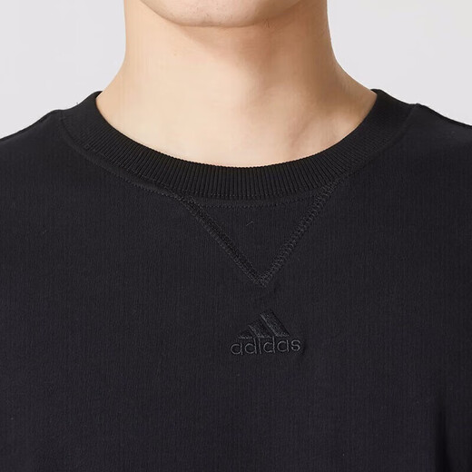 阿迪达斯（adidas）短袖T恤男士2025夏季新款针织透气宽松舒适休闲运动服纯色刺绣 IC9793黑色 S