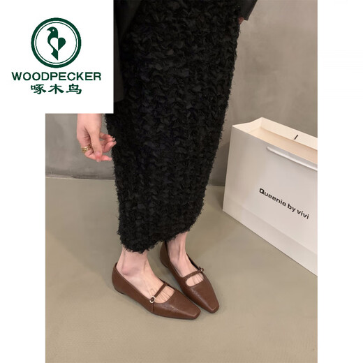 Specht Inner Innerer erhöhter quadratischer Kopf Mary Jane Single Schuhe Frauenschuhe 2025 neuer Französisch Retro Frühling und Herbst Gentle Abendschuhe 12023-2 Schwarz 35