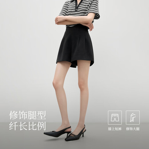 Qiushui Yiren Temperament Commuter Pants 2025 Summer New Fashionable and Versatile High Waist Wide Leg Design Casual Pants Black M