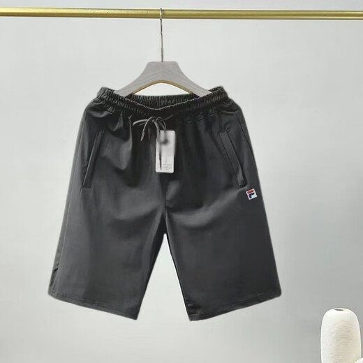 Fila Summer Silk Silk à séchage rapide Shorts sportifs Sports et femmes Pantalons de cinq points décontractés à cinq points Sens sur glace Pantalon à cinq points Fila Black Shorts brodés XL 120-140Jin [Jin est égal à 0,5 kg]