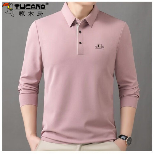 
Woodpecker high-end long-sleeved T-shirt for men 2025 Spring and Autumn New Loose Large Size Middle-aged Business and Casual Lapel POLO Shirt 9918 Bean Green S 165 Recommended Below 110