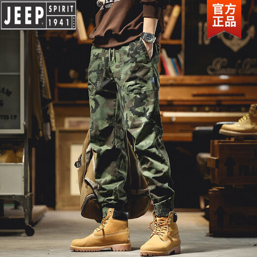JEEP SPIRIT [Live broadcast same style] Working pants for men and women in spring and autumn and winter retro camouflage pure cotton casual and versatile trousers khaki 679 spring and autumn style 30 suggestions 118-126Jin [Jin equals 0.5 kg]
