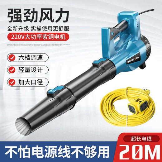 吹风机大功率工业用220v暴风枪强力鼓风机吹树叶工地除尘吹灰清灰 DY-风暴蓝3888TV三电一充重载