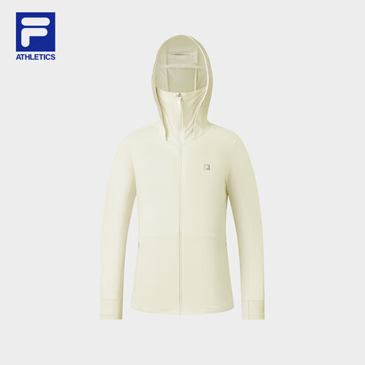 FILA Official Women's Knitted Hooded Jacket Fitness Sports Cool Sunscreen Top Feather White-IV M 165/84A/M