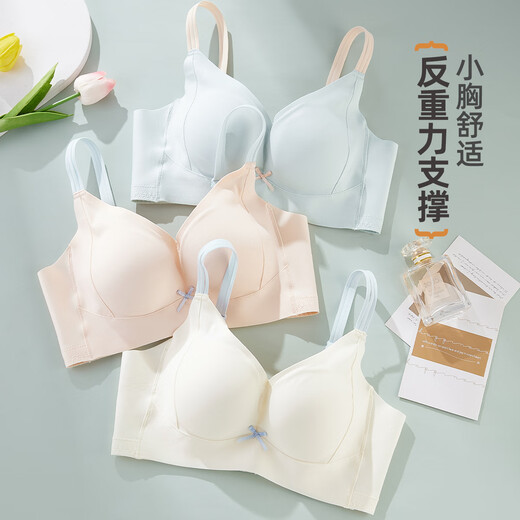 雅黛俪（ALDOLA）内衣女提拉小胸聚拢显大2025春夏新款收副乳防下垂调整型文胸罩 冰蓝 75A