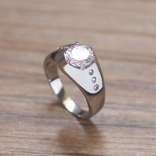 QUAMER's new Korean style 18K gold-plated simulated platinum ring men's titanium steel index finger ring wedding bracelet gold US size 7 (inner circumference about 55 mm)