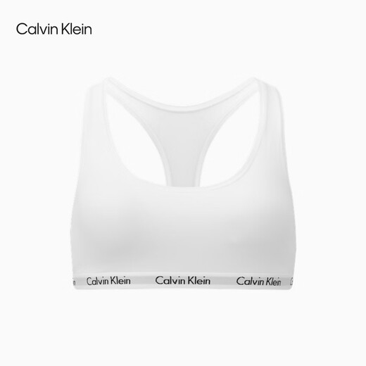 Calvin Klein【节日礼物】CK内衣女士可抽取垫轻运动工字美背背心文胸QP2856O FVC-白色桃心 S