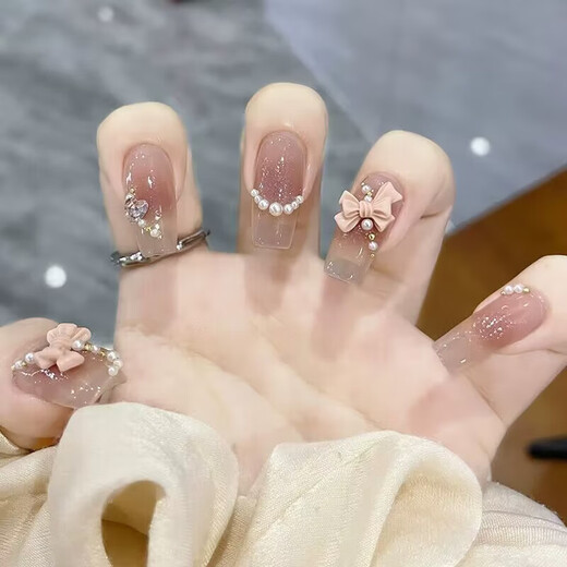 
Drilled wear nail art patch detachable wearable nail patch finished nail patch fake nail long style L15258 Dark Night Butterfly [Long style] Jelly glue + glue + sand strip + cleaning sheet + nail removal rod
