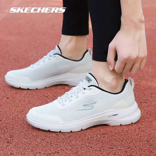 斯凯奇（Skechers）男鞋夏季新款黑武士网面透气跑步鞋子男轻便舒适减震运动鞋健步鞋 白色/黑色6625（一脚蹬） 42