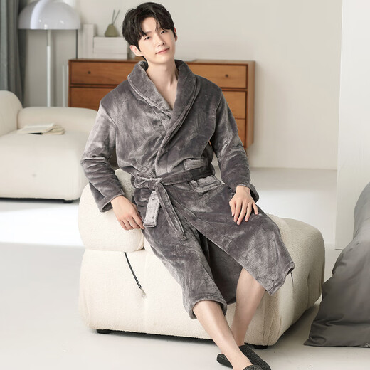 
Shercehman nightgown for boys winter flannel pajamas extended and larger men's bathrobe large size home clothes