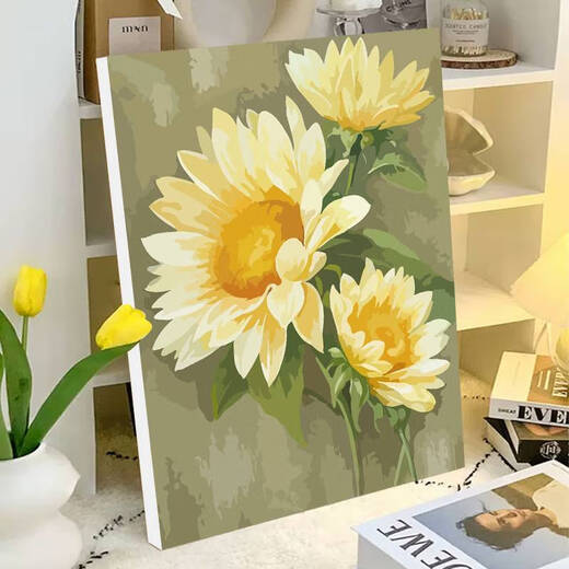 山头林村系向日葵diy数字油画填充手工画画填色手绘感涂色画油彩 SJ9738 40*60cm绷好加厚实木内框+外框