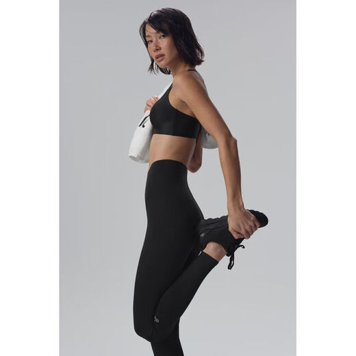 ALO YOGA Yoga Pants Airlift 7/8 High Waist Pilates Pants Tights Running Fitness Pants High Elastic Sports Pants Breathable Black XXS (Suitable for Waist 59.5 - 62cm)