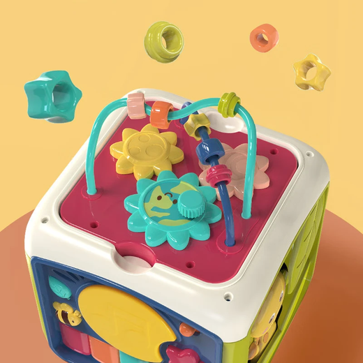 Midixiang Educación temprana Juguetes educativos Baby Hexahédrica Multifuncional Zitero Zitero de siete caras Drum Cube Música Instrumento para niños Pat Drum