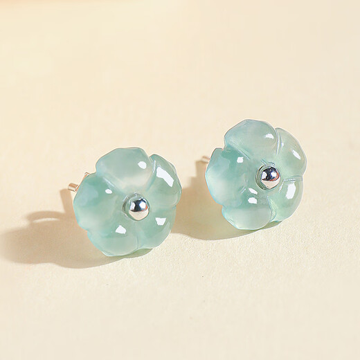 Impression Eyes prix garanti 11.11 boucles d'oreilles en jade de qualité A boucles d'oreilles en fleur de jade d'eau bleue pour femmes boucles d'oreilles en jade