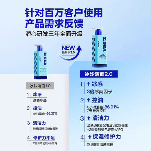 海洋至尊三棱镜氨基酸洗面奶150g+冰沙洗面奶150g 祛痘去黑头收缩毛孔