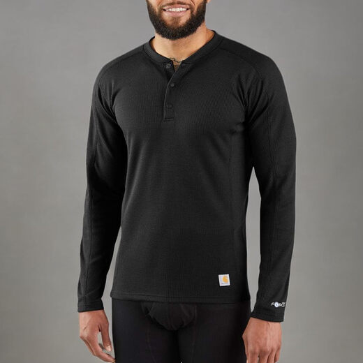 Carhartt Carhartt Men's Base Force Midweight Classic Henley, Black, 3 XL Black 3 XL