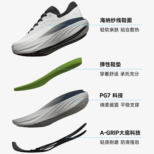 
Anta 2S丨PG7 thick-soled cushioned rebound running shoes men's wear-resistant and comfortable sports shoes 112535545