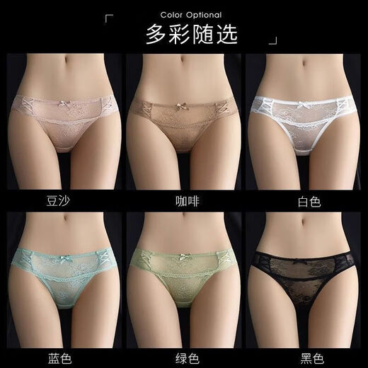 七匹狼（SEPTWOLVES）蕾丝内裤女纯棉裆女士性感低腰三角超火辣新款2025女式短裤 9227#咖啡+白色+黑色(装) 3条 L 110-130斤