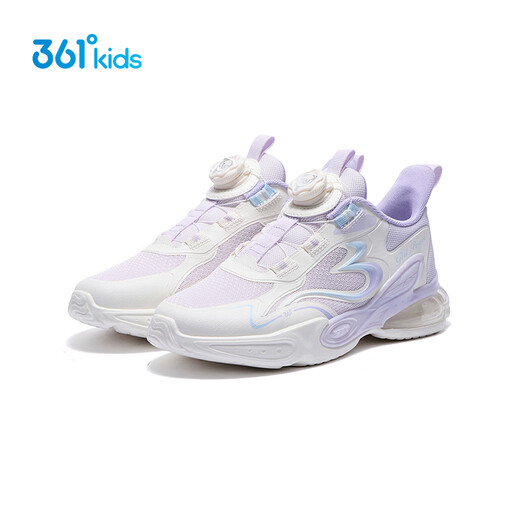 361 Children's Shoes Children's Sports Shoes 2025 Autumn Women's and Large Children's Shock Absorbing Rebound Knob Buckle Casual Running Shoes Purple 35
