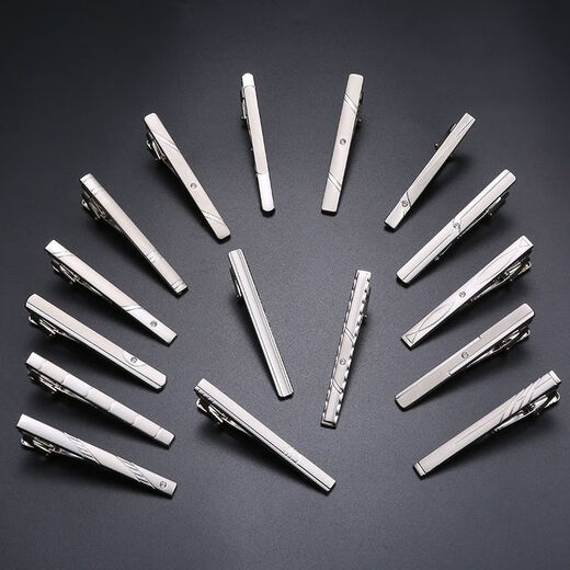 Zitronenfaser -Herren -Simple Silver Metal Tie Clip Clip Business Professional Tie Pin Persönlichkeit Kristallkrawatten Clips Frauen [Silberbindungsclip] (Style Random Distribution) J.